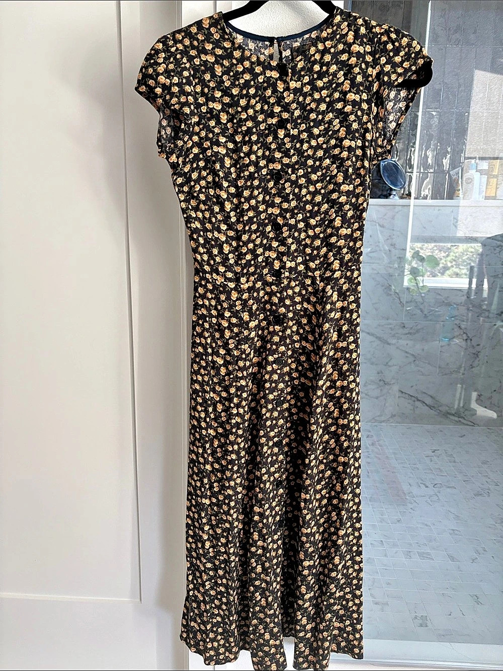 Reformation Floral Maxi Dress in Black & Orange Like New